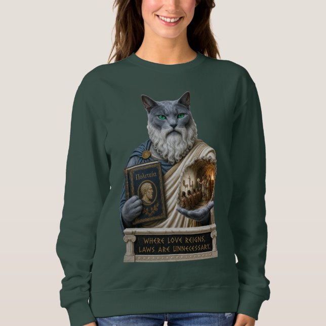 Russisch Blau Plato Katze Sweatshirt (Vorderseite)