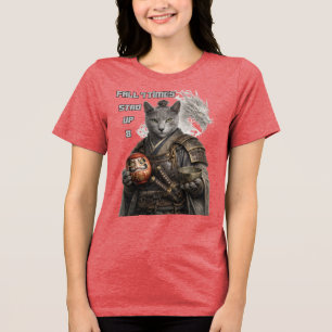 Russisch Blau Samurai Katze Tri-Blend Shirt