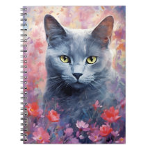 Russisch-Blaue Katze farbige Aquarellbilder