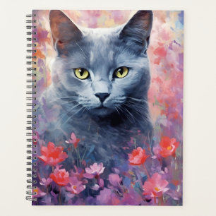 Russisch-Blaue Katze farbige Aquarellbilder Planer