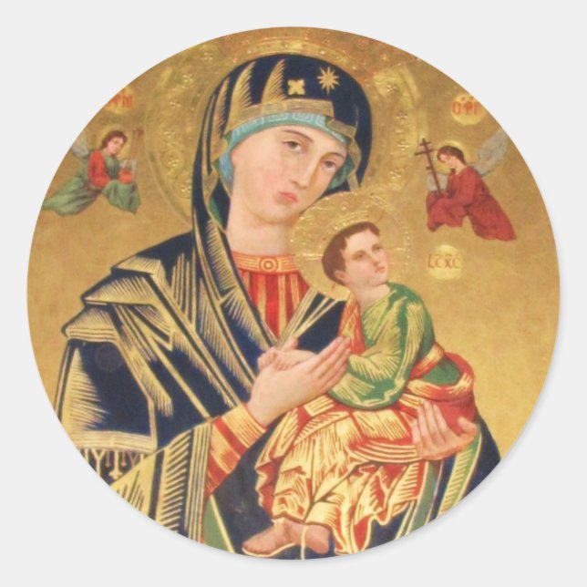 Russisch-orthodoxe Ikone - Jungfrau Mary und baby  Runder Aufkleber (Vorderseite)