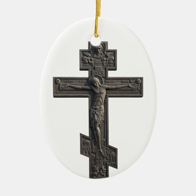 Russisch-Orthodoxe Kreuz Keramik Ornament (Vorne)
