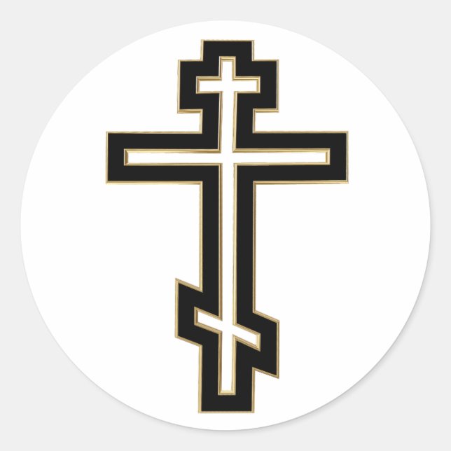 Russisch-Orthodoxe Kreuz Runder Aufkleber (Vorderseite)