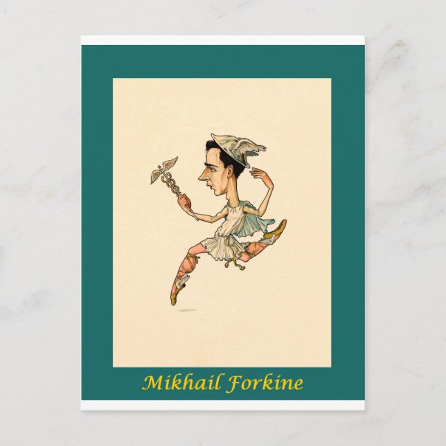 Russische Ballet-Karikatur ~ Mikhail Fokine Postkarte (Vorderseite)