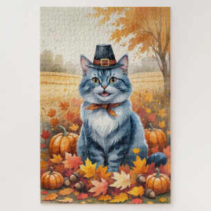 Russische Blaue Katze Herbst Verlassene Erntedank 