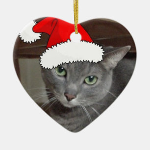 Russische Blaue Katze Weihnachten Keramik Ornament