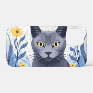 Russische Blaukatzengelbe Blumen Case-Mate iPhone Hülle