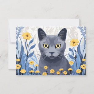 Russische Blaukatzengelbe Blumen Dankeskarte