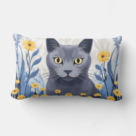 Russische Blaukatzengelbe Blumen Lendenkissen