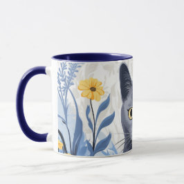 Russische Blaukatzengelbe Blumen Tasse