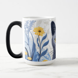 Russische Blaukatzengelbe Blumen Verwandlungstasse