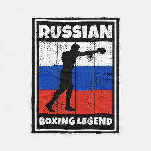 Russische Boxlegende mit Flagge für Russland Boxer Fleecedecke