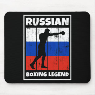 Russische Boxlegende mit Flagge für Russland Boxer Mousepad