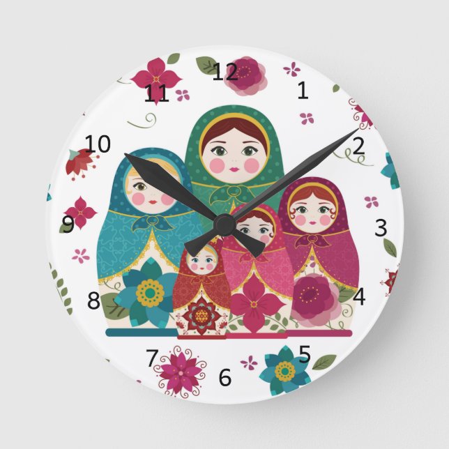 Russische Dollars weiß Runde Wanduhr (Vorderseite)