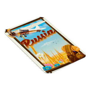 Russische Farm Landschaft Cartoon Reiseplakat Magnet