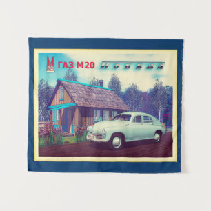 Russische Firma GAZ M-20 Auto und Dacha Wandteppich