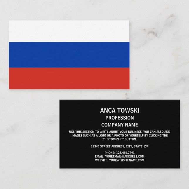 Russische Flagge, Flagge Russlands Visitenkarte (Vorne/Hinten)