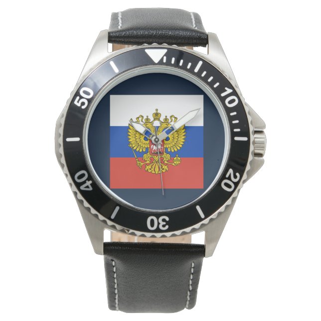 Russische Flagge Kaiseradler Russisch-Orthodox Armbanduhr (Vorderseite)