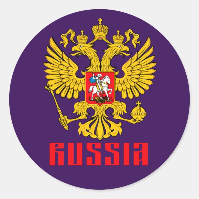 Russische Flagge Kaiseradler Russisch-Orthodox Runder Aufkleber (Vorderseite)