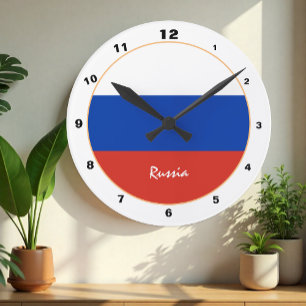 Russische Flagge, Russland trendige Home / Design- Runde Wanduhr