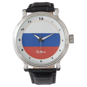 Russische Flagge & Russland trendige Mode / Design Armbanduhr