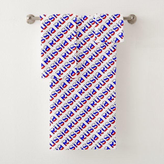 Russische Flaggenfarben Typografie-Muster Badhandtuch Set (Insitu)