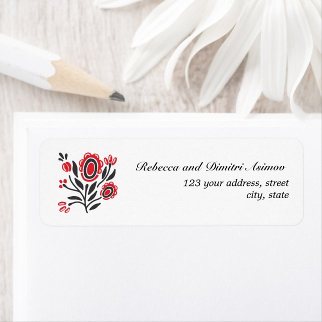 Russische Folk Art Red Blume PERSONALISIERT WEDING (Insitu)