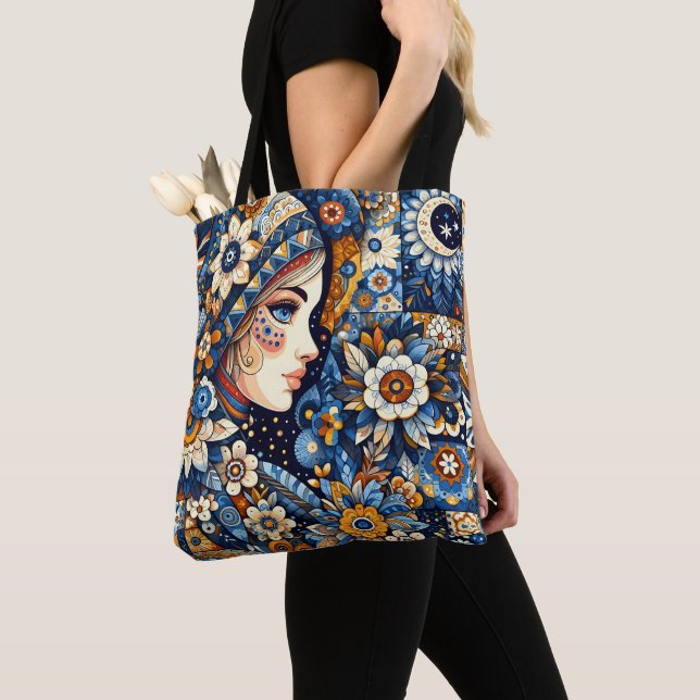 Russische Folklore Gzhel Bohemisch-Chic-Mode Tasche (Von Nahem)