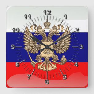 Russische glatte Flagge Quadratische Wanduhr