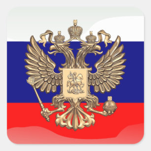 Russische glatte Flagge Quadratischer Aufkleber