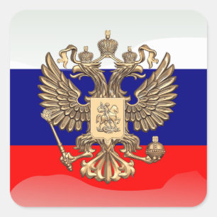 Russische glatte Flagge Quadratischer Aufkleber