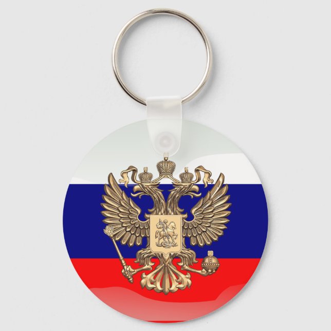 Russische Hochglanzflagge Schlüsselanhänger (Vorderseite)