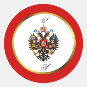 Russische KaiserWappen-Monogramm-Aufkleber Runder Aufkleber