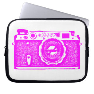 Russische Kamera - Magenta auf Weiß Laptopschutzhülle