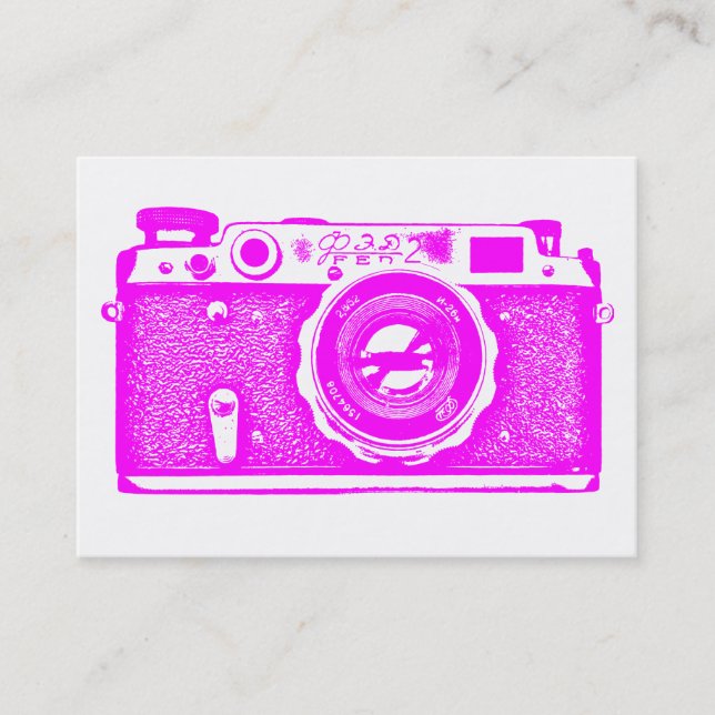 Russische Kamera - Magenta auf Weiß Visitenkarte (Vorderseite)