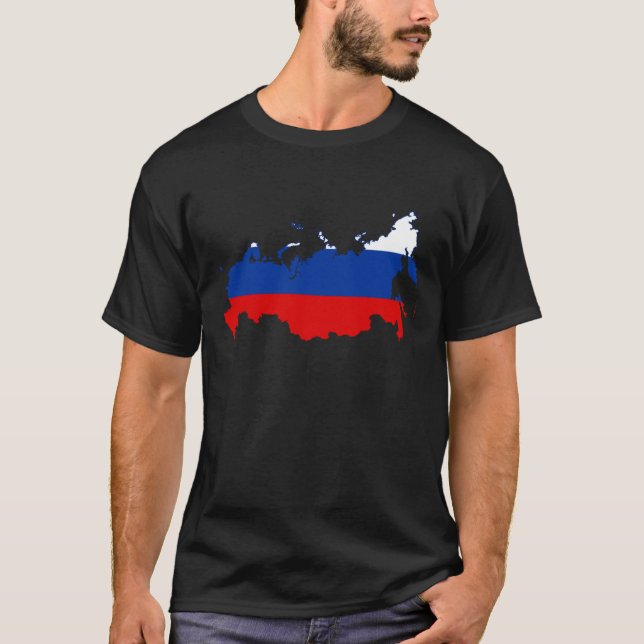 Russische Karte mit Flagge T-Shirt (Vorderseite)