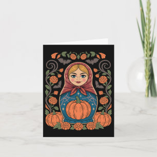 Russische Kultur Khokhloma Doll Matroska Halloween Karte