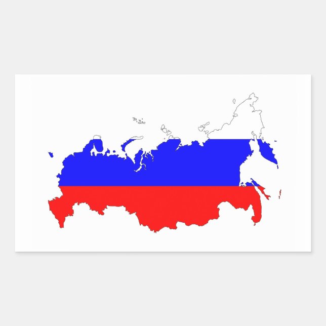Russische Länderflagge Rechteckiger Aufkleber (Vorderseite)