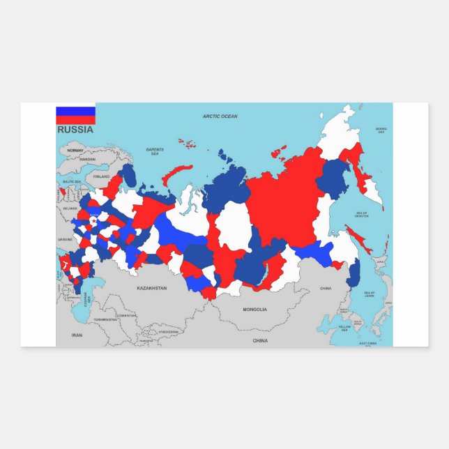 Russische Landkarte Rechteckiger Aufkleber (Vorderseite)