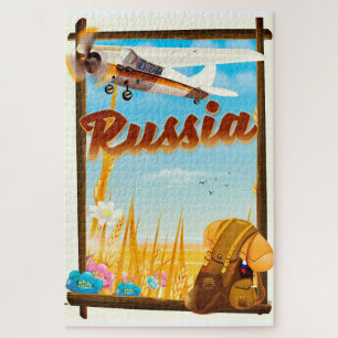 Russische Landschaft Cartoon Reiseplakat
