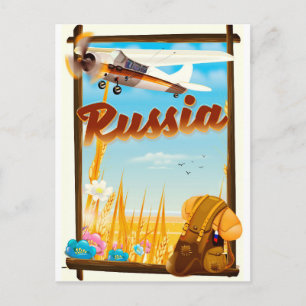 Russische Landschaft Cartoon Reiseplakat Postkarte