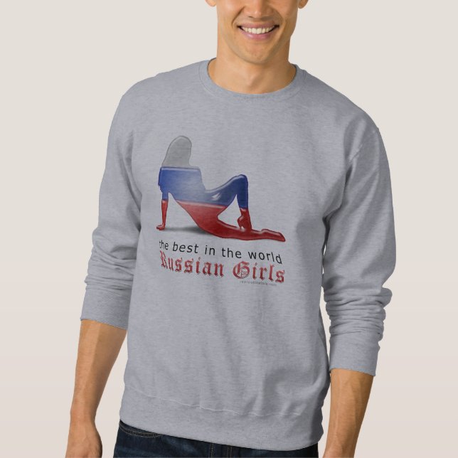 Russische Mädchen-Silhouette-Flagge Sweatshirt (Vorderseite)