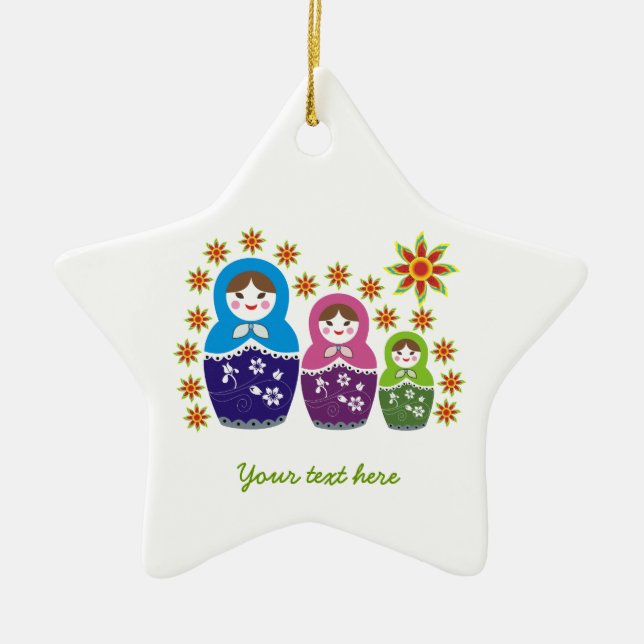 Russische Matryoshka Dolls Zollschmuck Keramikornament (Vorne)