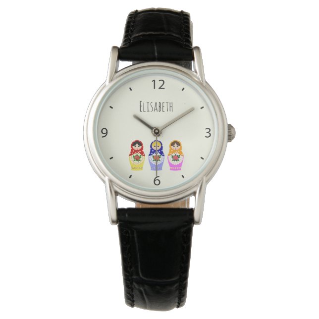 Russische Matryoshka Puppen Armbanduhr (Vorderseite)