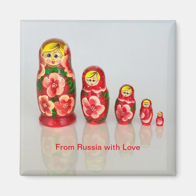 Russische Matryoshka stapelende Puppen Magnet (Vorne)