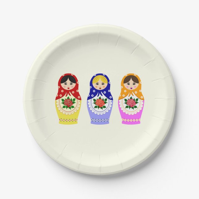 Russische matryoshka Verschachtelungspuppen Pappteller (Vorderseite)