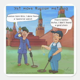 Russische Metall-Ing lustige Geschenke von Rick Lo Quadratischer Aufkleber