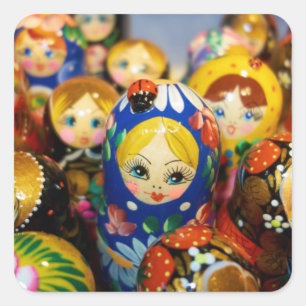 Russische Nesting Dolls Quadratischer Aufkleber