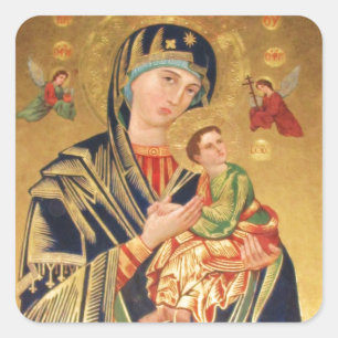 Russische orthodoxe Ikone - Jungfrau Mary und Baby Quadratischer Aufkleber