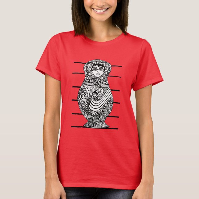 Russische Puppe Rot T-Shirt (Vorderseite)
